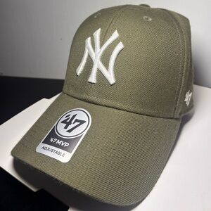 47 Brand Olive Cap with White NY Logo